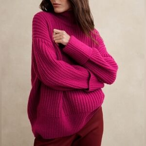 BANANA REPUBLIC Aziza Wool-Blend Sweater camu berry red XL